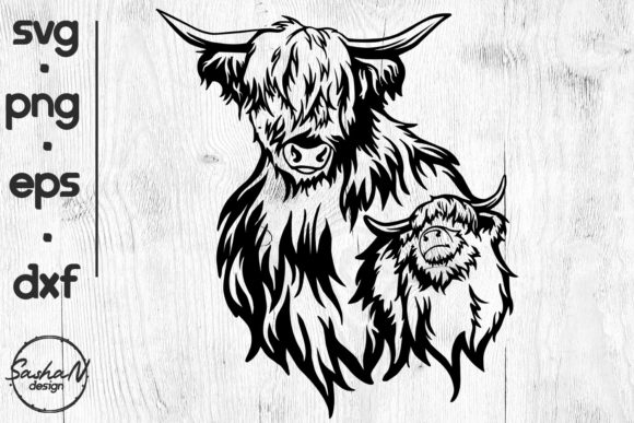 Highland Cow Svg, Mom and Baby Animals Graphics for Crafts