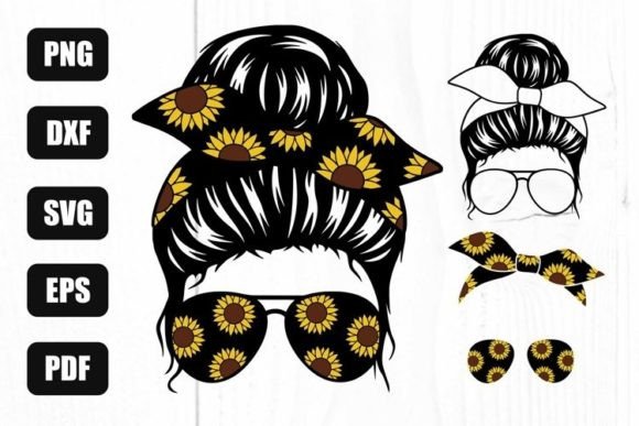 Sunflower Mom Life Svg, Messy Bun Svg Graphics and Crafts Review